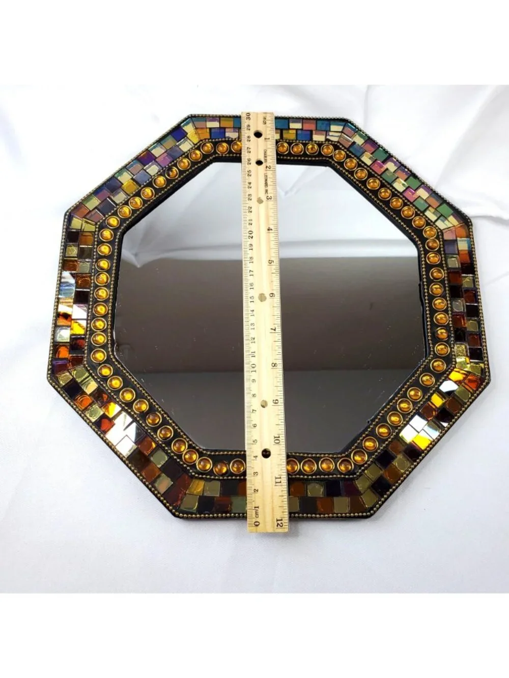 PartyLite P9713 Global Fusion Mirrored Candle Tray Mosaic Tile Hanging Mirror